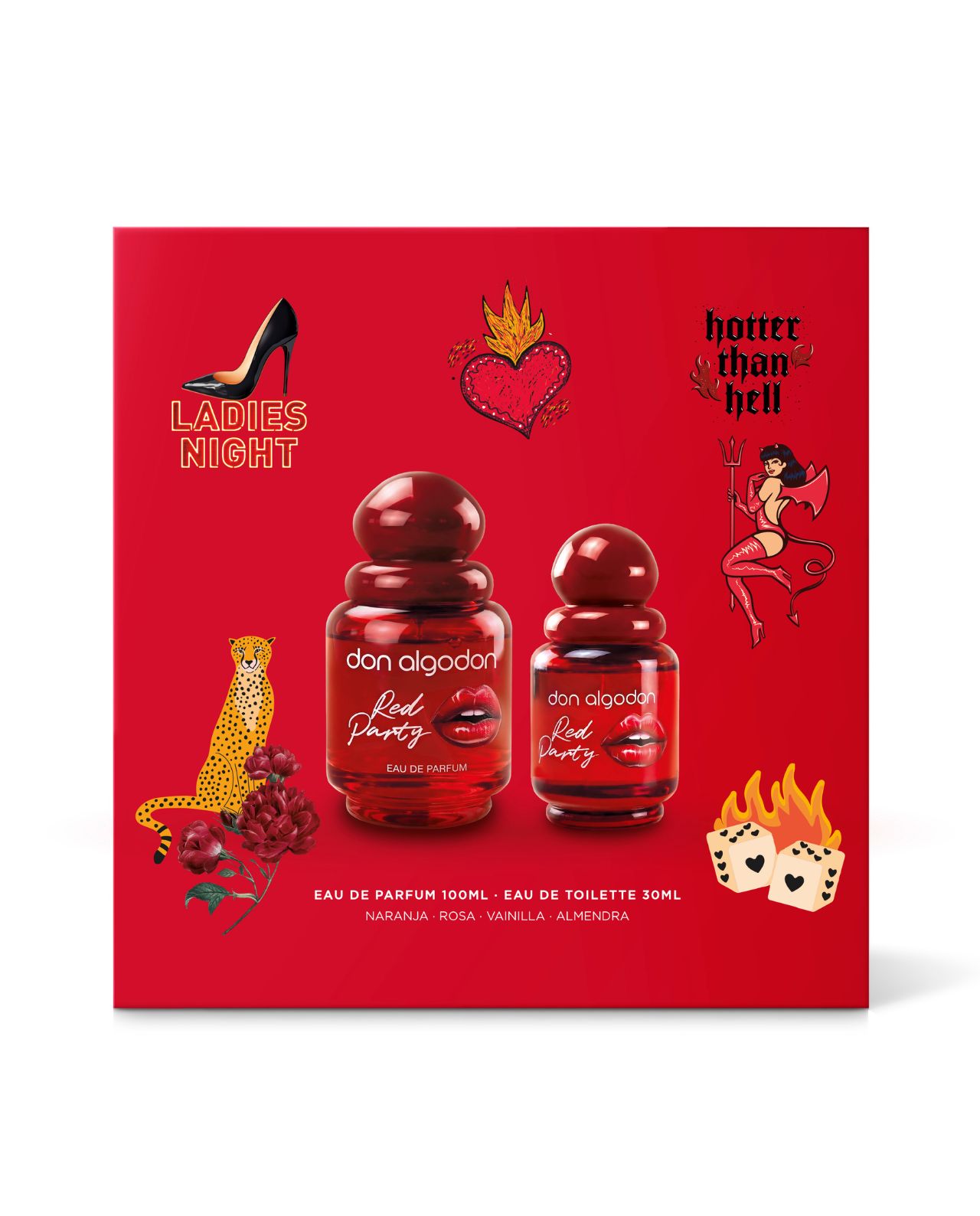 don algodon set eau de parfum red party mujer